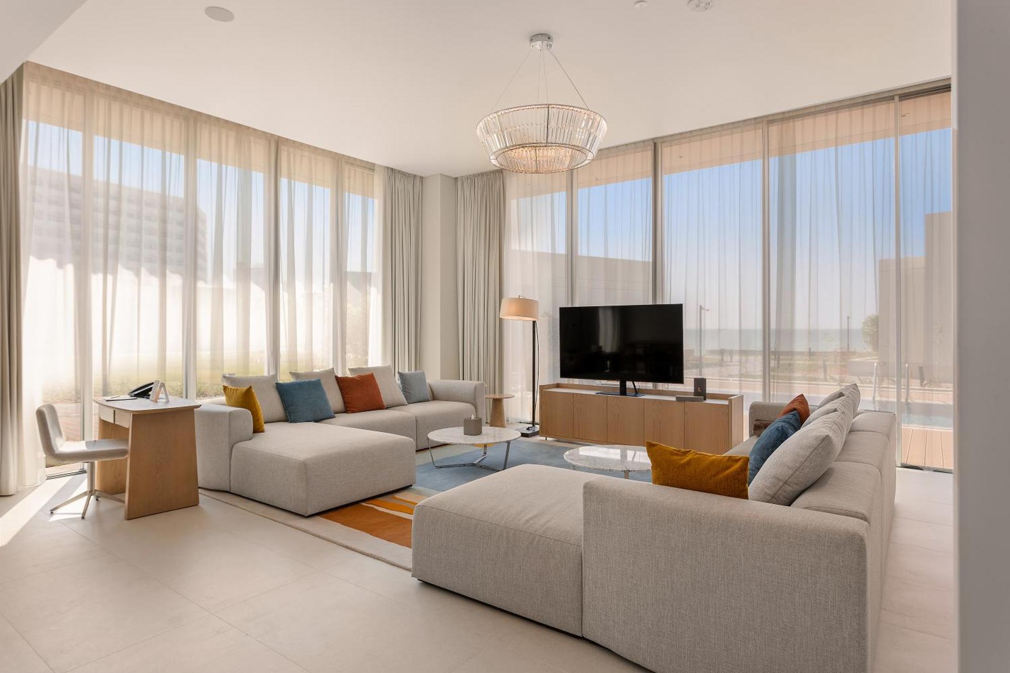 Ajman Hotel & Villas By Blazon Hotels Luaran gambar The living room of a three-bedroom villa at The Edition